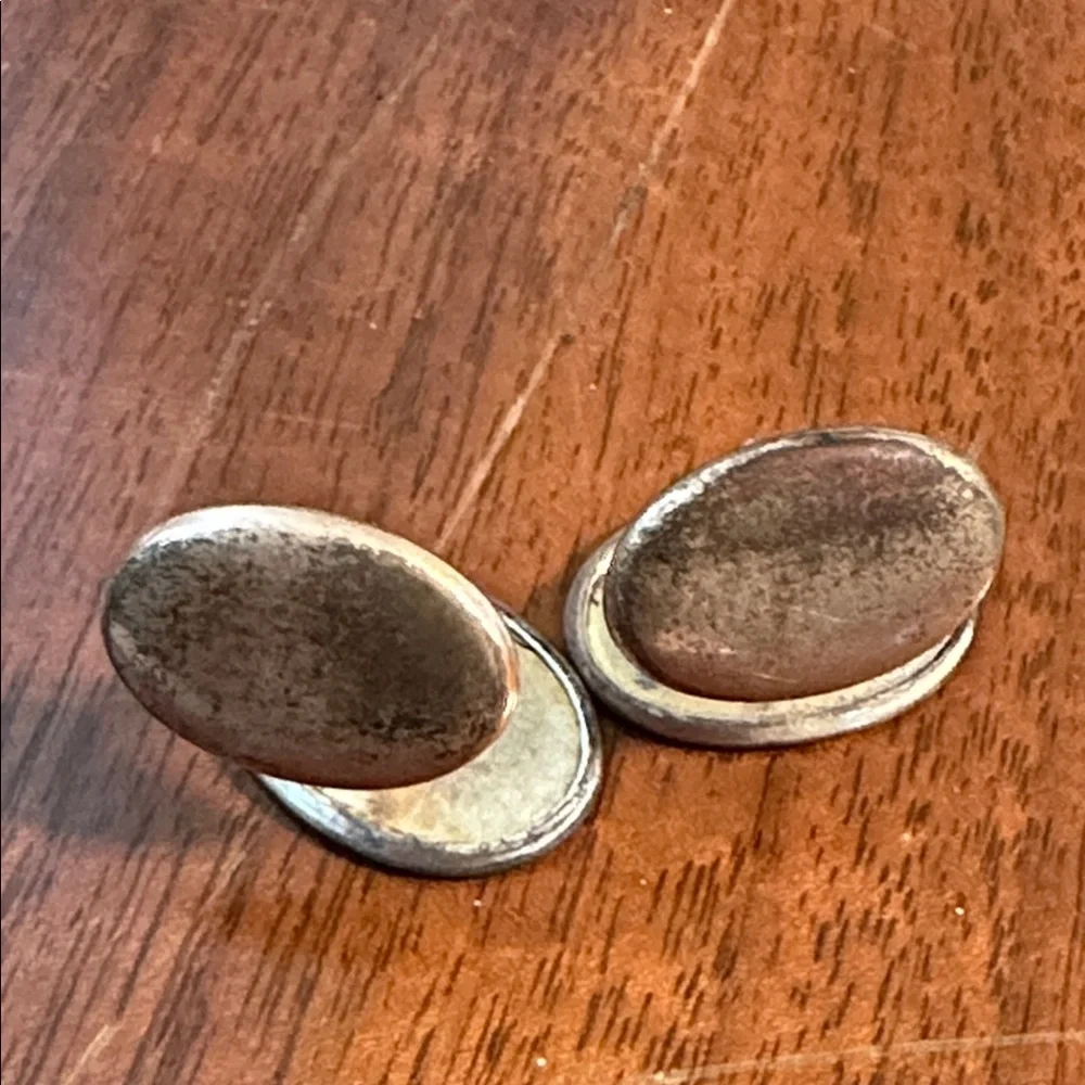 Vintage Etched Brass Oval‎ Cufflinks